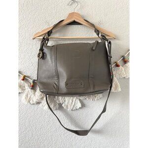 Lucky Brand Pebble Leather Hobo Crossbody Bag Medium Gray Boho Travel Casual